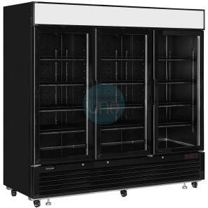 Armario Congelador Expositor Negro, 1500 Litros, Fondo 80 cm, Ancho 2 Metros, 3 Puertas, Ruedas, Ventilado, Tefcold