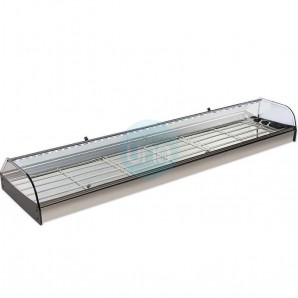 Vitrina Tapas Refrigerada, Motor Externo, 1,5 Metros, 3 Parrillas, Cristal Curvo, Puertas Abatibles, LED, VG150INOX