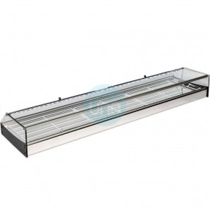 Vitrina Tapas Refrigerada, Motor Externo, 1,5 Metros, 3 Parrillas, Cristal Recto, Puertas Abatibles, LED, VG150RINOX