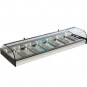 Vitrina Tapas Refrigerada, Motor Externo, 1,2 Metros, 6 Cubetas, Cristal Curvo, Puertas Abatibles, LED, VGF6INOX