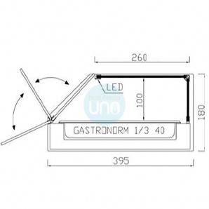 Vitrina Tapas Refrigerada, Motor Externo, 1,2 Metros, 6 Cubetas, Cristal Recto, Puertas Abatibles, LED, VGF6RINOX