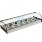 Vitrina Tapas Refrigerada, Motor Externo, 1,5 Metros, 8 Cubetas, Cristal Curvo, Puertas Correderas, LED, VGFR8