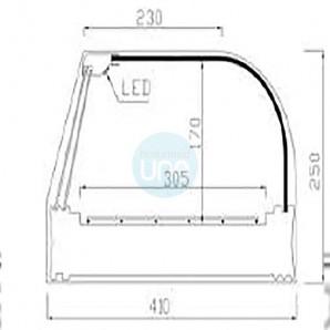 Vitrina Tapas Refrigerada, Motor Externo, 1,5 Metros, 3 Parrillas, Cristal Curvo, Puertas Correderas, LED, VGFR150
