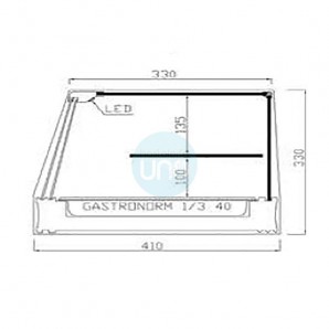 Vitrina Tapas Refrigerada, Motor Externo, 1,2 Metros, 6 Cubetas, Estante, Cristal Recto, Puertas Correderas, LED, VGFR6ER