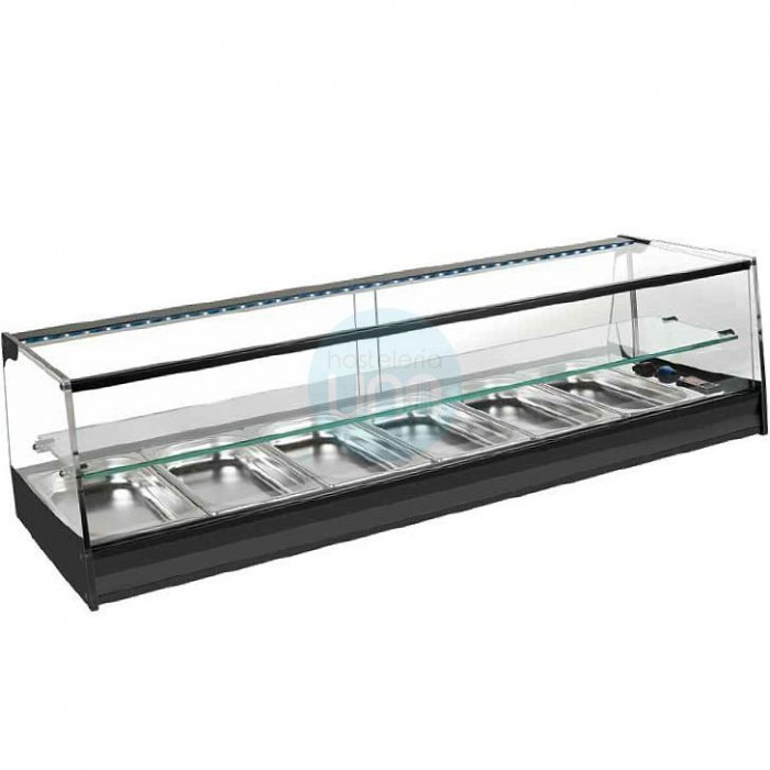 Vitrina Tapas Refrigerada, Motor Externo, 1,2 Metros, 6 Cubetas, Estante, Cristal Recto, Puertas Correderas, LED, VGFR6ER Vitrina Tapas Refrigerada, Motor Externo, 1,2 Metros, 6 Cubetas, Estante, Cristal Recto, Puertas Correderas, LED, VGFR6ER