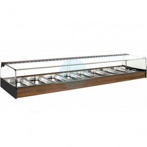 Vitrina Tapas Refrigerada, Motor Externo, 1,2 Metros, 6 Cubetas, Cristal Recto, Puertas Correderas, LED, VG20RF6GR