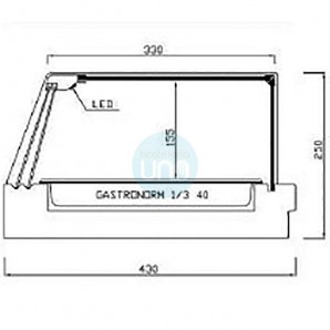 Vitrina Tapas Encastrable en Barra, Motor Externo, 1,2 Metros, 6 Cubetas, Cristal Curvo, Puertas Correderas, LED, VGMFR6