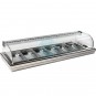 Vitrina Tapas Encastrable en Barra, Motor Externo, 1,2 Metros, 6 Cubetas, Cristal Curvo, Puertas Correderas, LED, VGMFR6