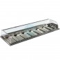Vitrina Tapas Encastrable en Barra, 1,2 Metros, 6 Cubetas, Motor Externo, Cristal Curvo, Puertas Abatibles, LED, VGCSTF6