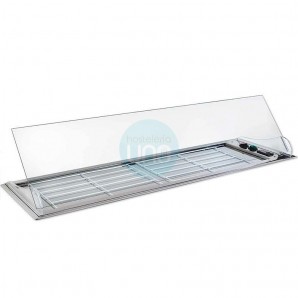 Placa Fría Encastrable en Barra, 1,5 Metros, 3 Parrillas, Motor Externo, Cristal Desmontable, Abierta Atrás, VGPFCST150