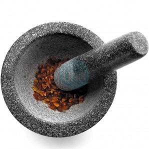 Mortero de Granito Premium de 25 cl, Ø 12 cm, Altura 8 cm, con Mazo, Lacor