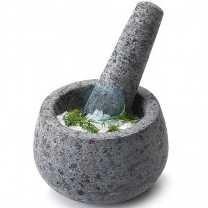 Mortero de Granito Premium de 22,5 cl, Ø 10,5 cm, Altura 7,5 cm, con Mazo, Lacor
