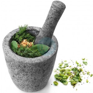 Mortero de Granito Premium de 36,5 cl, Ø 12 cm, Altura 12 cm, con Mazo, Lacor