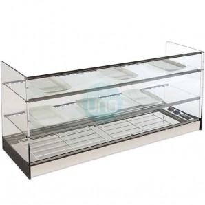 Vitrina Tapas Refrigerada, Motor Externo, 1,2 Metros, 3 Alturas, 2 Estantes, Cristal Recto, Puertas Abatibles, LED, VGTR3120MAX