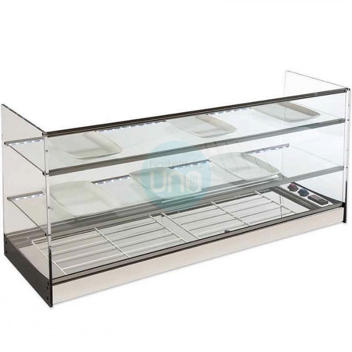 Vitrina Tapas Refrigerada, Motor Externo, 1,2 Metros, 3 Alturas, 2 Estantes, Cristal Recto, Puertas Abatibles, LED, VGTR3120MAX Vitrina Tapas Refrigerada, Motor Externo, 1,2 Metros, 3 Alturas, 2 Estantes, Cristal Recto, Puertas Abatibles, LED, VGTR3120MAX