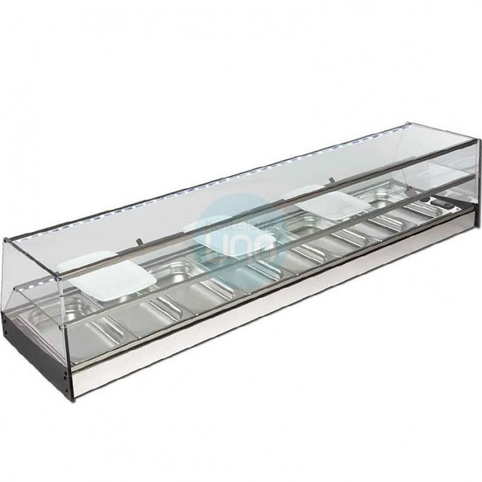 Vitrina Tapas Refrigerada, Motor Externo, 1,2 Metros, 6 Cubetas, Estante, Cristal Recto, Puertas Correderas, LED, VGMARF6ETR Vitrina Tapas Refrigerada, Motor Externo, 1,2 Metros, 6 Cubetas, Estante, Cristal Recto, Puertas Correderas, LED, VGMARF6ETR