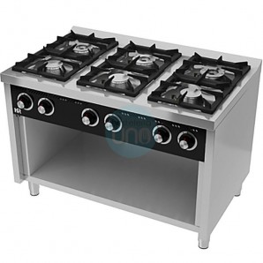 Cocina a Gas con Mueble, 6 Fuegos, 120 cm Ancho, Fondo 75 cm, HR Fainca HRC6F750E