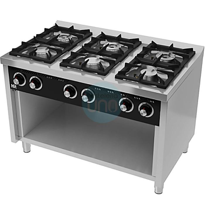 Cocina a Gas con Mueble, 6 Fuegos, 120 cm Ancho, Fondo 75 cm, HR Fainca HRC6F750E Cocina a Gas con Mueble, 6 Fuegos, 120 cm Ancho, Fondo 75 cm, HR Fainca HRC6F750E