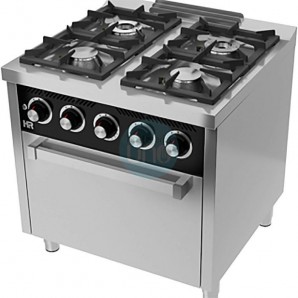 Cocina a Gas con Horno a Gas, 4 Fuegos, 80 cm Ancho, Fondo 75 cm, HR Fainca HRC4F750H