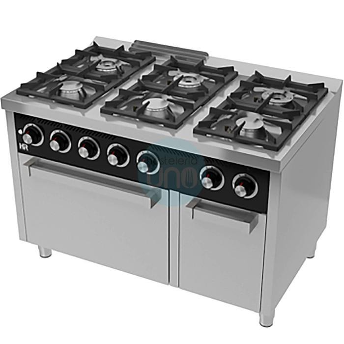Cocina a Gas con Horno a Gas, 6 Fuegos, 120 cm Ancho, Fondo 75 cm, HR Fainca HRC6F750H Cocina a Gas con Horno a Gas, 6 Fuegos, 120 cm Ancho, Fondo 75 cm, HR Fainca HRC6F750H