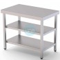 Mesa Central, 2,5 Metros, Fondo 60 cm, 2 Estantes, 3 Alturas, Acero inoxidable Satinado
