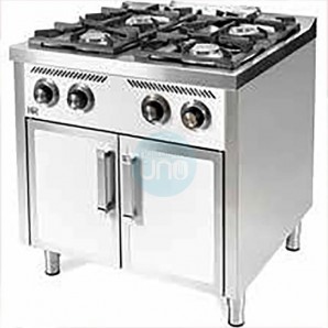 Cocina a Gas Blanca con Puertas, 4 Fuegos, 80 cm Ancho, Fondo 75 cm, HR Fainca HRC4F750EPB