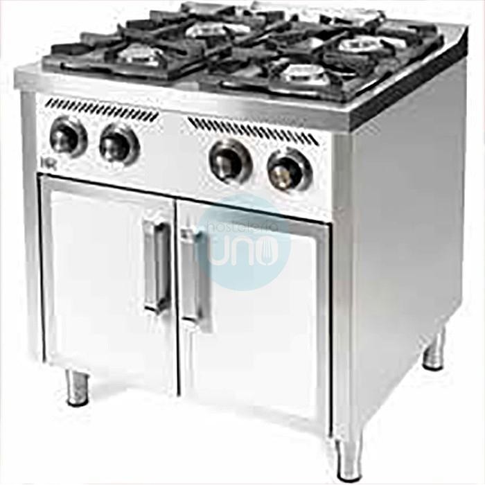 Cocina a Gas Blanca con Puertas, 4 Fuegos, 80 cm Ancho, Fondo 75 cm, HR Fainca HRC4F750EPB