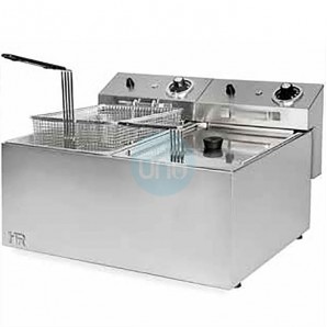 Freidora Eléctrica Sobremesa, 10+10 Litros Cuba Doble, HR Fainca HRFD10L10LS