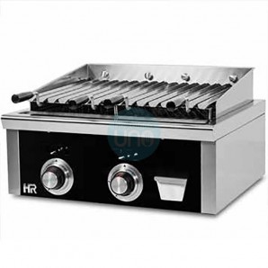 Barbacoa a Gas Sobremesa, 2 Quemadores, 60 cm Ancho, Fondo 50 cm, HR Fainca HRB6100