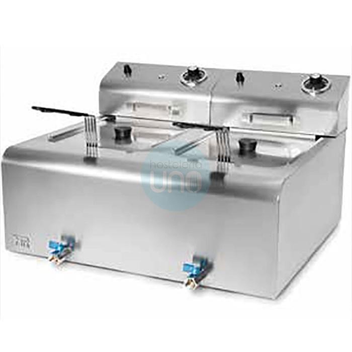 Freidora Eléctrica Sobremesa, 8+8 Litros Cuba Doble, Grifo de Vaciado, HR Fainca HRFD8L8L600