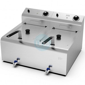 Freidora Eléctrica Sobremesa, 8+8 Litros Cuba Doble, Grifo de Vaciado, HR Fainca HRFD8L8L600