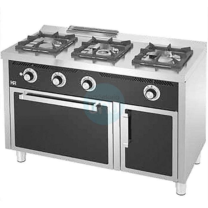 Cocina a Gas 3 Fuegos, con Horno Gas, 1,2 Metros Ancho, Fondo 60 cm, Frontal Negro, HR Fainca HRC3F600H Cocina a Gas 3 Fuegos, con Horno Gas, 1,2 Metros Ancho, Fondo 60 cm, Frontal Negro, HR Fainca HRC3F600H