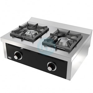 Cocina a Gas Sobremesa 80 cm Ancho, 2 Fuegos, Fondo 60 cm, HR Fainca HRC2F600S