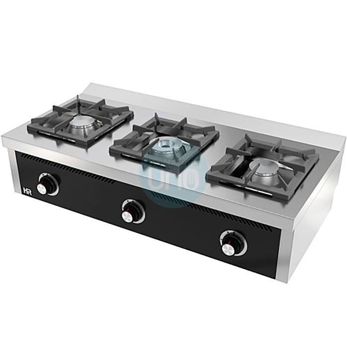 Cocina a Gas Sobremesa 1,2 Metros Ancho, 3 Fuegos, Fondo 60 cm, HR Fainca HRC3F600S