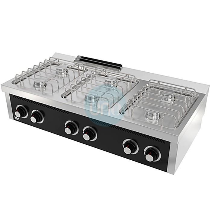 Cocina a Gas con Sobremesa, 6 Fuegos, 1,2 Metros Ancho, Fondo 60 cm, HR Fainca HRCB6F600S