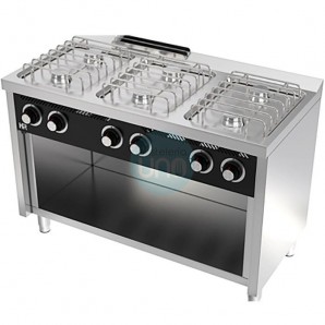 Cocina a Gas con Mueble, 6 Fuegos, 1,2 Metros Ancho, Fondo 60 cm, HR Fainca HRCB6F600E