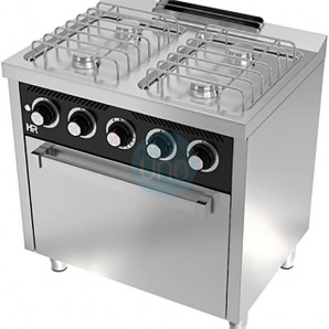 Cocina a Gas con Horno a Gas, 4 Fuegos, 80 cm Ancho, Fondo 60 cm, HR Fainca HRCB4F600H