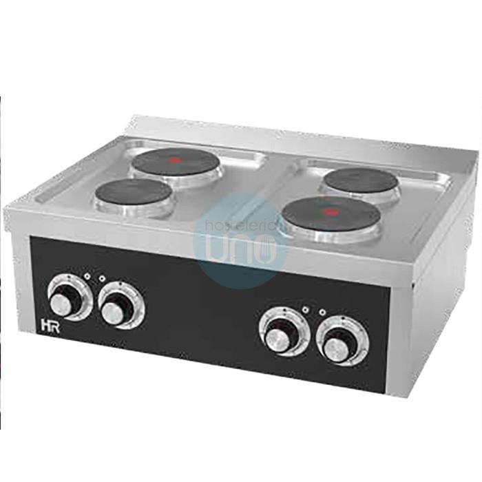 Cocina Eléctrica Trifásica, 4 Placas, 80 cm Ancho, Fondo 60 cm, HR Fainca HRCE4P600S