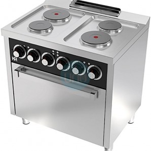 Cocina Eléctrica con Horno Eléctrico, Trifásica, 4 Placas, 80 cm Ancho, Fondo 60 cm, HR Fainca HRCE4P600H
