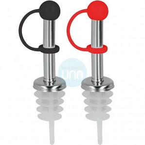2 Tapones Cromados con Vertedor, Longitud 8 cm, Enología, Fricosmos - 2 unidades