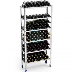 Estantería para Botellas de Vino, Acero inoxidable, 80 cm Ancho, Fondo 30 cm, 6 Alturas, Fricosmos