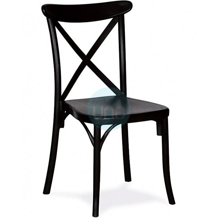 Silla Crossback Negra Apilable, Polipropileno inyectado a Gas, MR1123.NEGRO