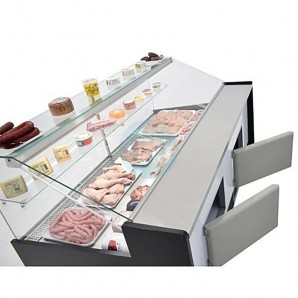 Vitrina Expositora Refrigerada Negra, 2,5 Metros Ancho, Fondo 1,1 Metros, Frío Ventilado, CHVRV250XL