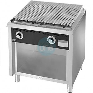 Barbacoa a Gas de Pie con Mueble, Piedra Volcánica, 2 Quemadores, 80 cm Ancho, Fondo 60 cm, HR Fainca HRB6008E