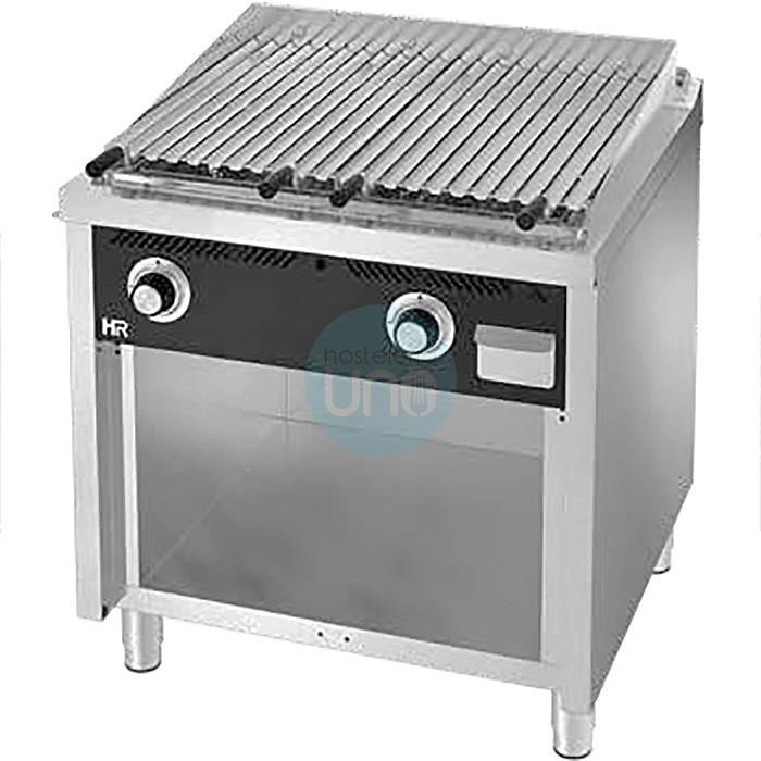 Barbacoa a Gas de Pie con Mueble, Piedra Volcánica, 2 Quemadores, 80 cm Ancho, Fondo 60 cm, HR Fainca HRB6008E