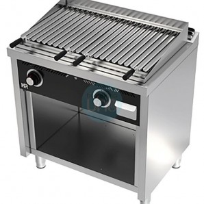 Barbacoa a Gas de Pie con Mueble, Piedra Volcánica, 2 Quemadores, 80 cm Ancho, Fondo 60 cm, HR Fainca HRB6008E