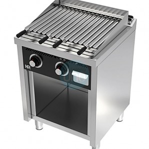 Barbacoa a Gas de Pie con Mueble, Piedra Volcánica, 2 Quemadores, 60 cm Ancho, Fondo 60 cm, HR Fainca HRB6006E
