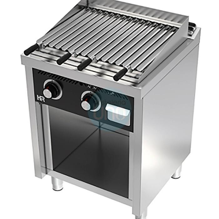 Barbacoa a Gas de Pie con Mueble, Piedra Volcánica, 2 Quemadores, 60 cm Ancho, Fondo 60 cm, HR Fainca HRB6006E