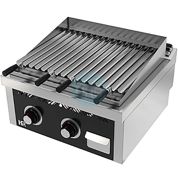 Barbacoa a Gas Sobremesa, Piedra Volcánica, 2 Quemadores, 60 cm Ancho, Fondo 60 cm, HR Fainca HRB6006S