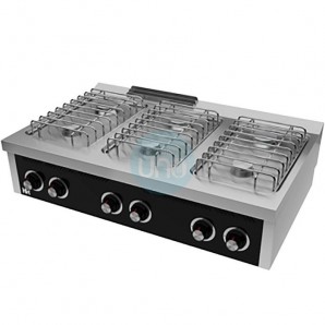 Cocina a Gas Sobremesa, 6 Fuegos, 1,2 Metros Ancho, Fondo 75 cm, HR Fainca HRB6F750S